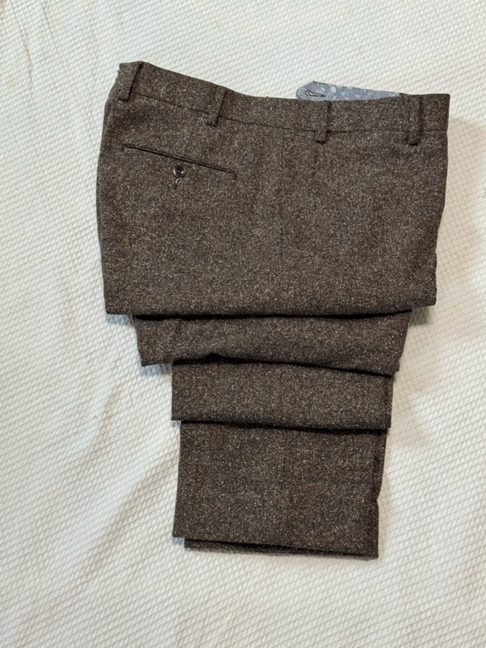 6 east Men's Brown Tweed Dress Pants made in Italy